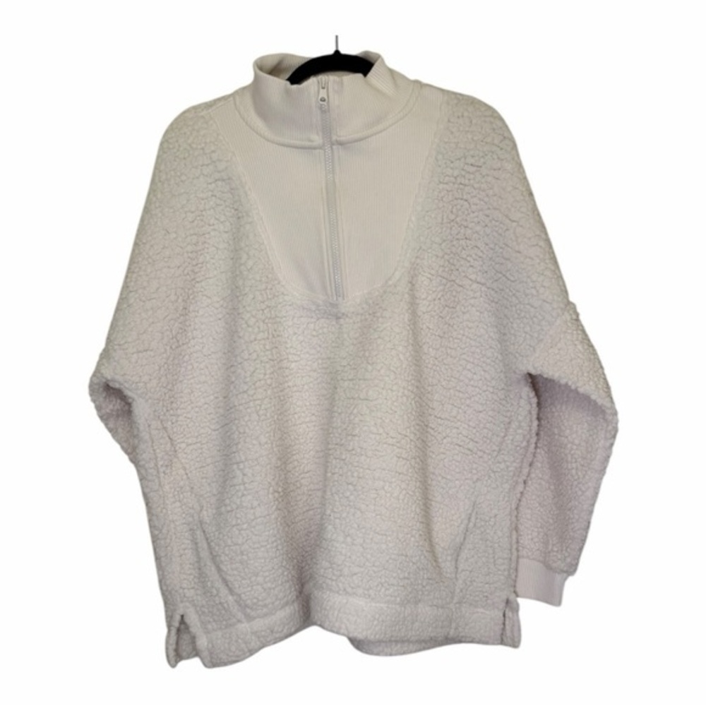 Aerie Cream Quarter-Zip Sherpa Pullover